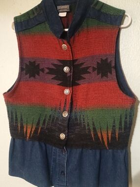 Women's Cute Vest With Jean Bottom Southwestern Size L